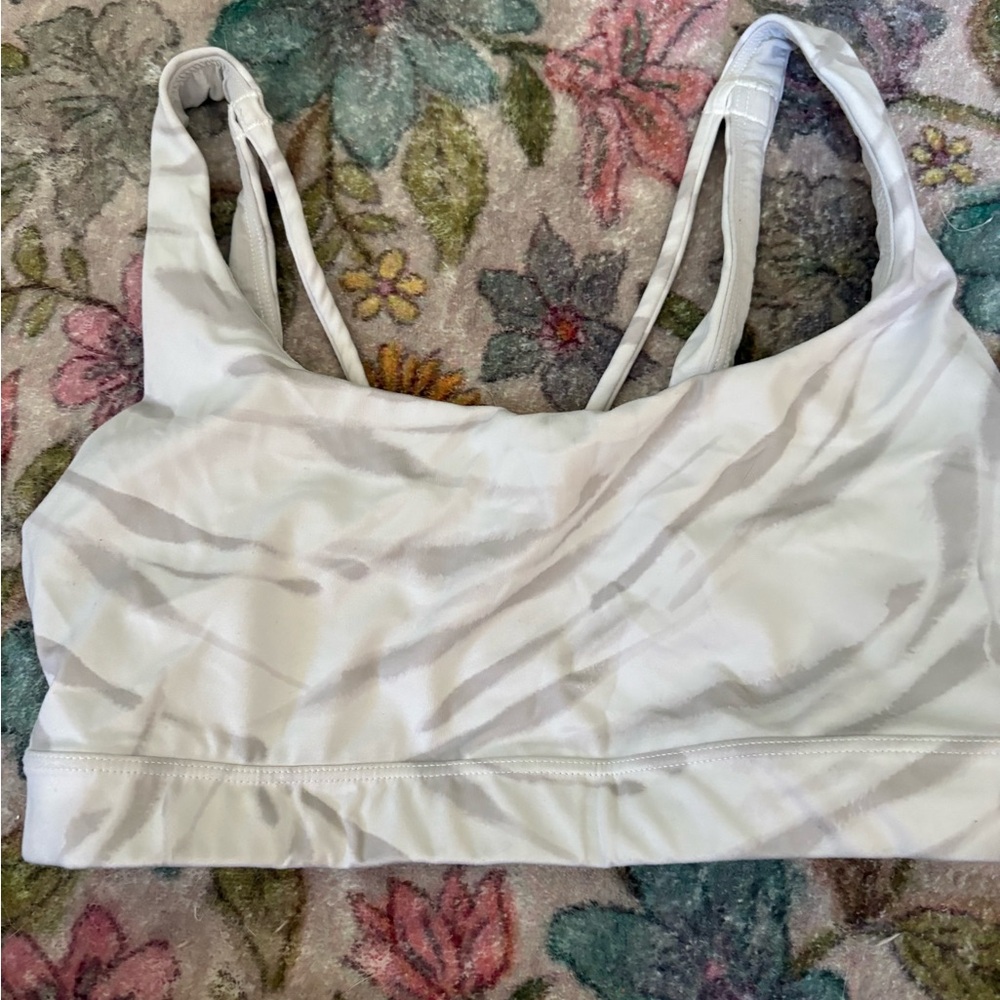 Athleta Women's White Zebra Print Sports Bra